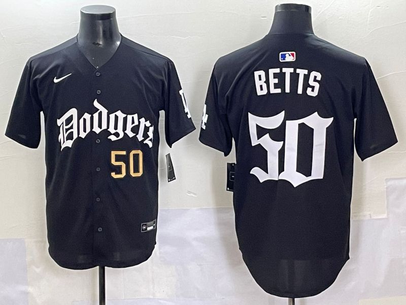 Men 2025 Los Angeles Dodgers #50 Betts Black Seventh generation Joint Name Nike MLB Jersey style 2->los angeles dodgers->MLB Jersey